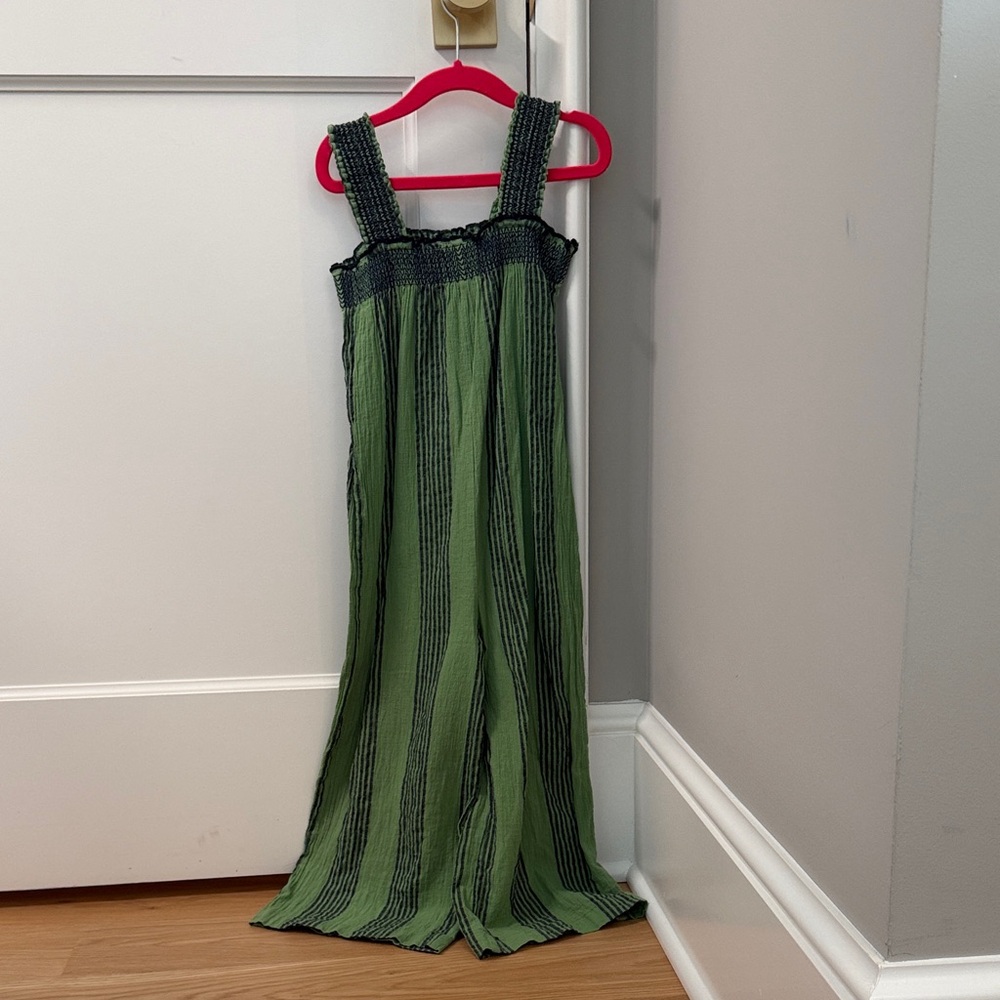 Green and Black Striped Jumpsuit